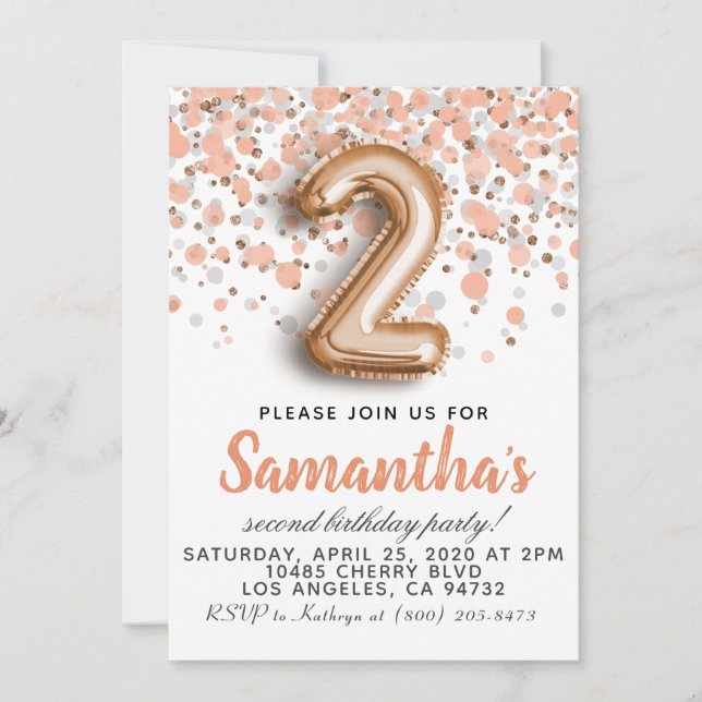 2:a inbjudan till födelsedag i Ro Guld (Framsida)