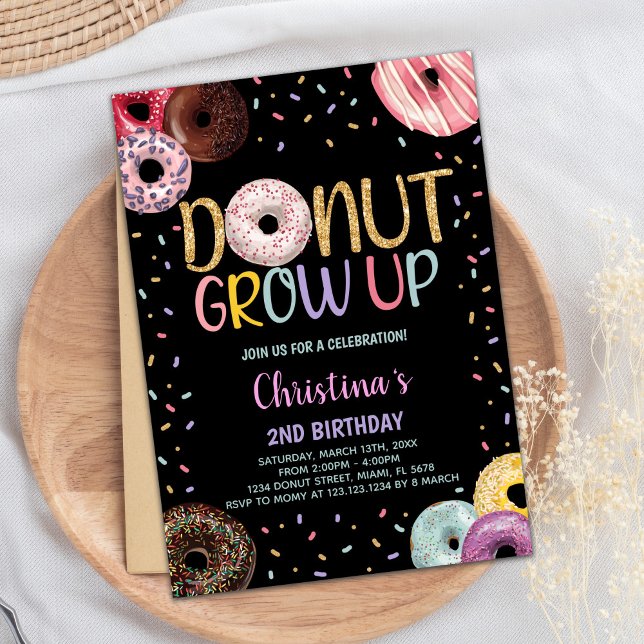 2:a kallelsen till Svart donuts-födelsedag Inbjudningar (2nd Black Donuts Birthday Invitations)
