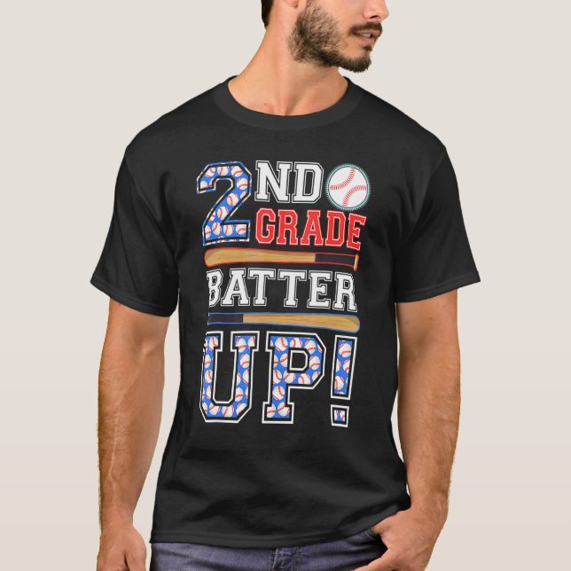 2:a klass Batter Up Baseball Andra klass tillbaka  T Shirt (Framsida)