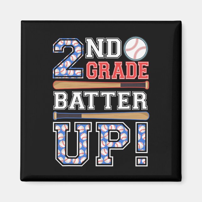2:a Klass-batter upp Baseball sekund Klass tillbak Magnet (Framsidan)