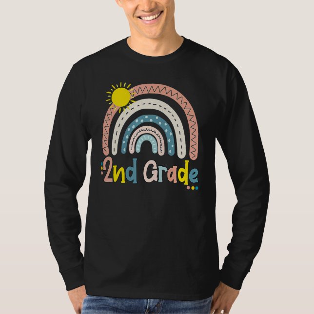 2:a klass Boho regnbåge lärare elev sista dagen i T Shirt (Framsida)