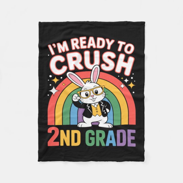 2:a klass Dabbing Kanin Tillbaka till skolan redo  Fleecefilt (Framsidan)