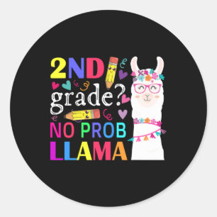 2:a klass Ingen Prob-llama Lärare Elev Första Skol Runt Klistermärke