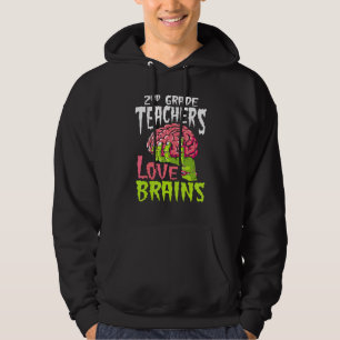 2:a klass lärare älskar hjärnor Zombie lärare hall Hoodie