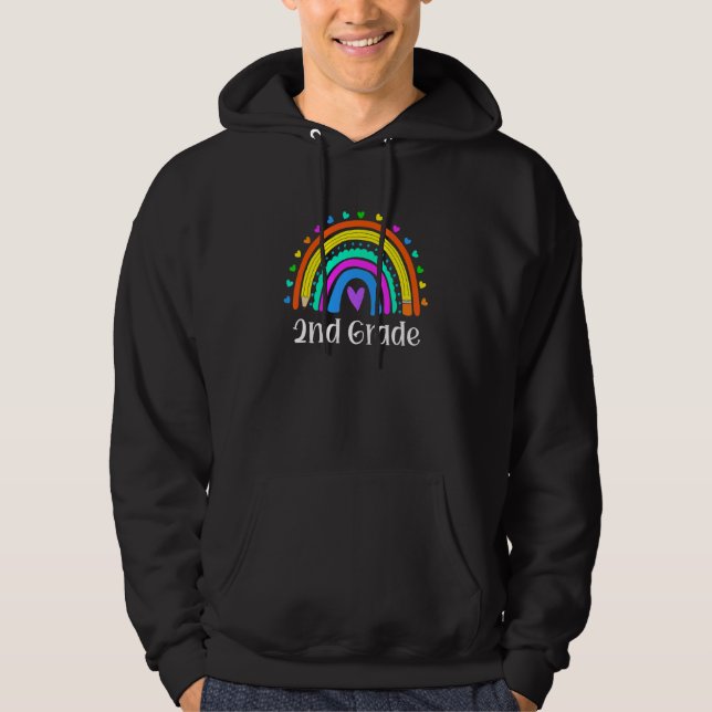 2:a klass lärare regnbåge hjärta andra klass tillb hoodie (Framsida)