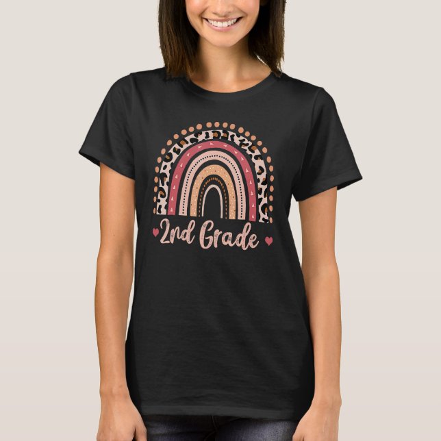 2:a klass lärare rolig regnbåge älskare tillbaka t shirt (Framsida)