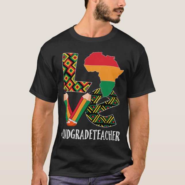 2:a Klass-läraren Kärlek African American Black Hi T Shirt (Framsida)