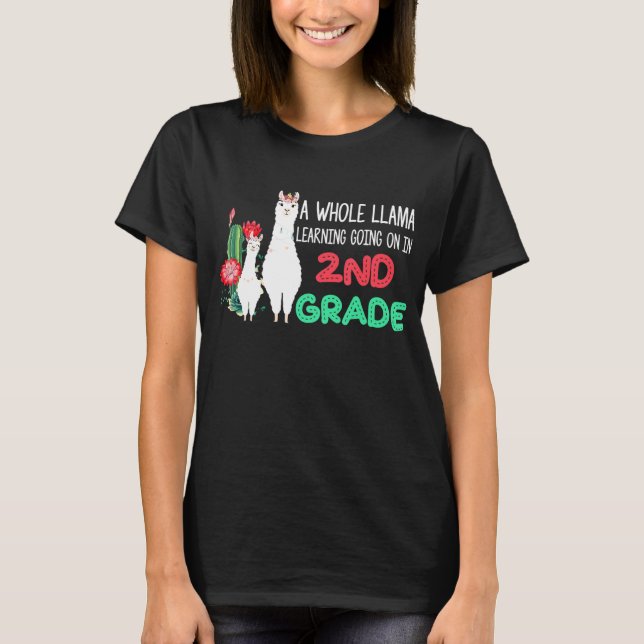 2:a Klass Llama Cactus Student Back to school T Shirt (Framsida)