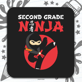 2:a Klass Ninja Kick första dagen Back to school Fyrkantigt Klistermärke