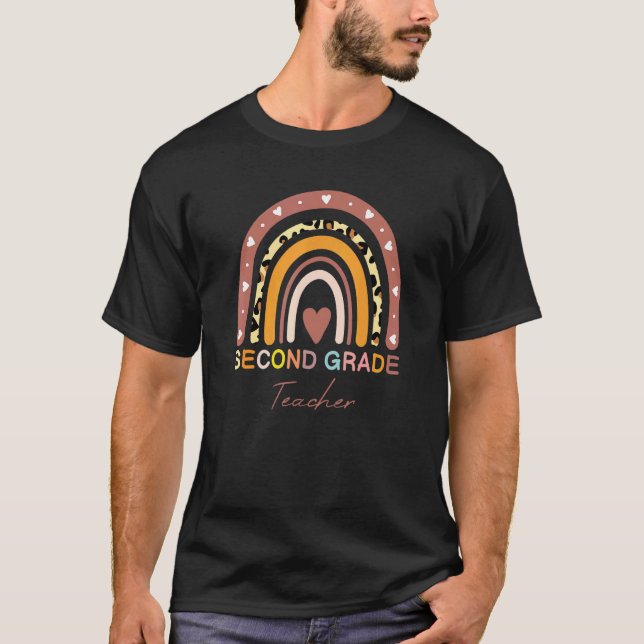 2:a klass Rainbow Andra klass lärare Leopard Pr T Shirt (Framsida)