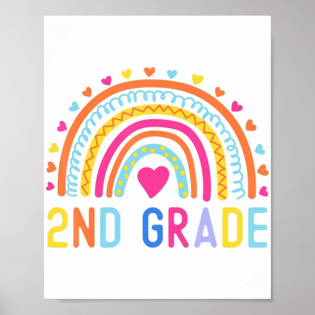 2:a Klass Rainbow Girl Boys Teacher Hej andra G Poster (Framsidan)