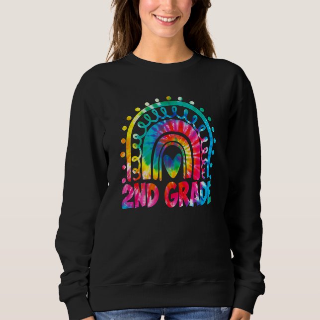 2:a klass regnbåge Tie Dye lärare flickor tillbaka T Shirt (Framsida)
