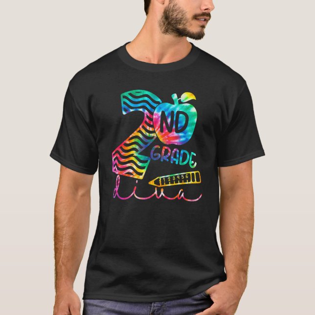 2:a klass Tie Dye Tillbaka till skolan Andra klass T Shirt (Framsida)