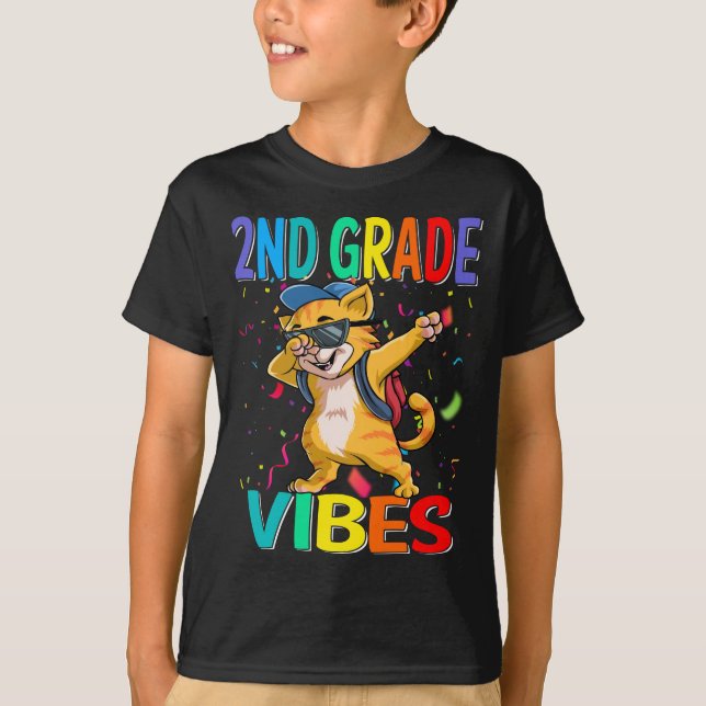 2:a Klass Vibes Cat Back to school T-Shirt (Framsida)