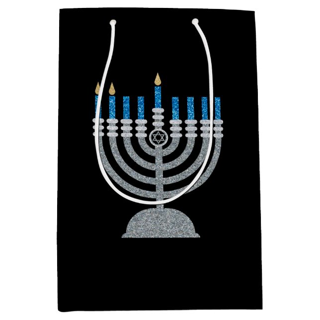 2:a Natten Hanukkah Glitter Medium Gift Bag (Framsidan)