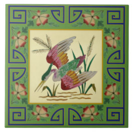 2:a Pair Minton Jade Asian Aesthetic Bird Repro Kakelplatta
