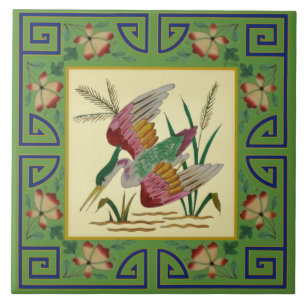 2:a Pair Minton Jade Asian Aesthetic Bird Repro Kakelplatta