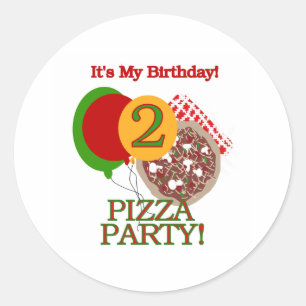 2:a Pizza Party-födelsedagen Runt Klistermärke