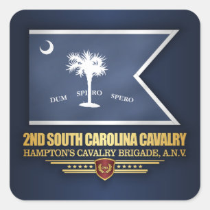 2:a South Carolina Cavalry Fyrkantigt Klistermärke