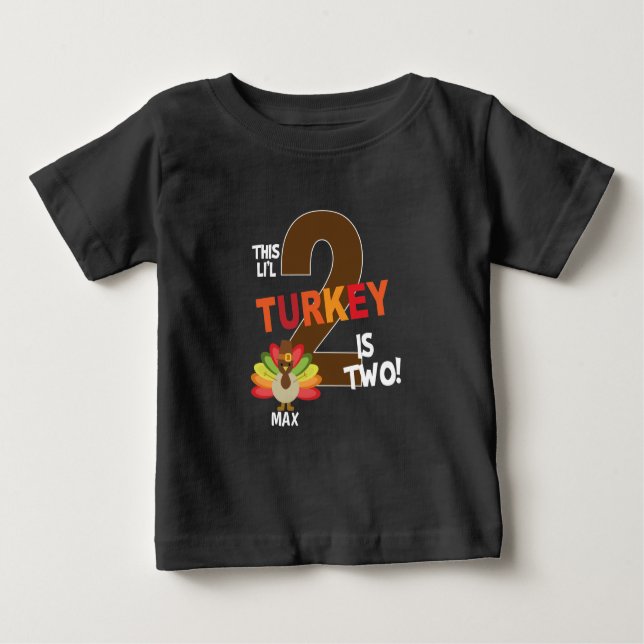 2:a thanksgivingen födelsedagsfest li l turkey är  t shirt (Framsida)