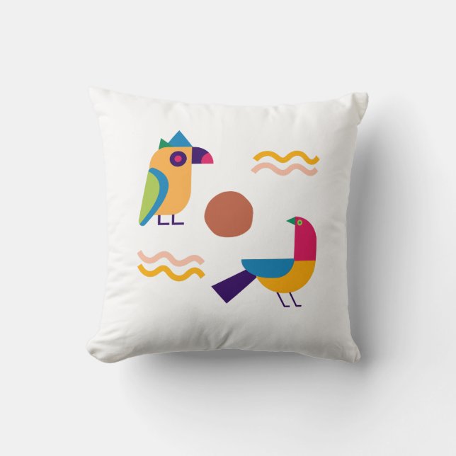 2 abstrakter men vackra fåglar ser ut kudde (Framsida)