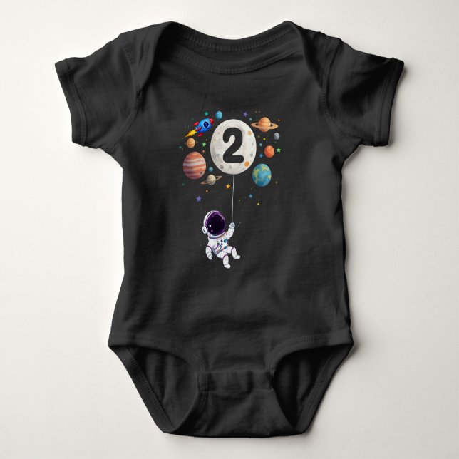 2 Åldersdagsplanet Astronaut 2:a födelsedagen T Shirt (Framsida)