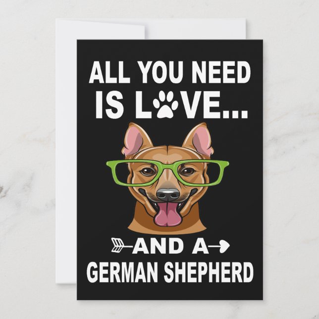 2 All You Need Is Love And A German Shepherd Inbjudningar (Framsida)