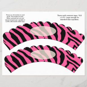 2 Anpassningsbar av Rosa Zebra-design Cuptårta Wra Reklamblad