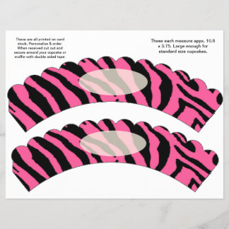 2 Anpassningsbar av Rosa Zebra-design Cuptårta Wra Reklamblad