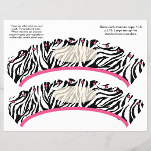 2 Anpassningsbar av Zebradesign Cuptårta Wrappers Reklamblad