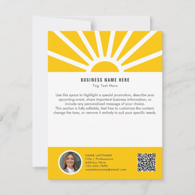 2 | Anpassningsbar Foto QR Sunrise Business Info C Inbjudningar (Framsida)