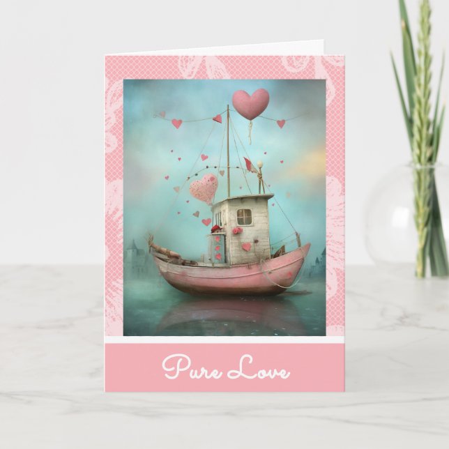 *~* 2 AP51 Kärlek Boat Hearts Romantic Valentine Helgkort (Framsida)