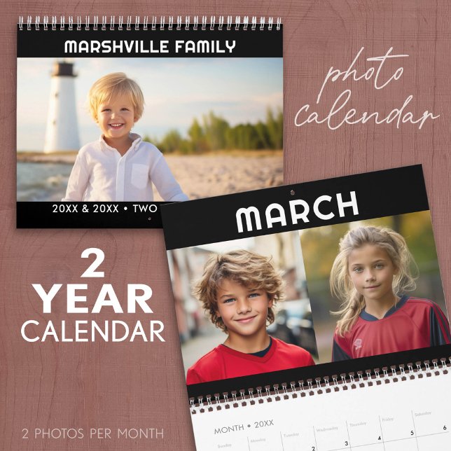 2 ÅR - 2 Bilder Per Månad - Modern Familj Kalender (2 Year Calendar with Family Photos)