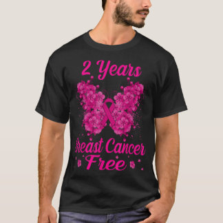 2 år Bröstcancerfri överlevnadsfjäril T Shirt