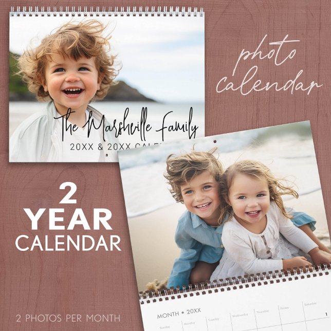 2 ÅR - Enkel Modern Anpassad Bild Kalender (2 year - 24 month photo calendar)