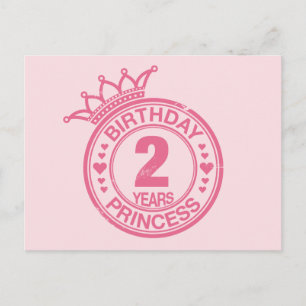 2 år - födelsedagsprinsessan - rosa vykort