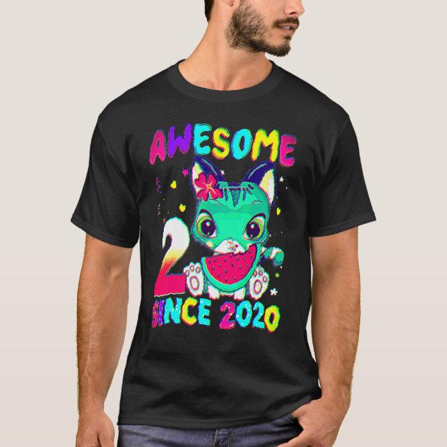 2 år gammal 2:a födelsedagstidningen Girls Cute Ca T Shirt (Framsida)