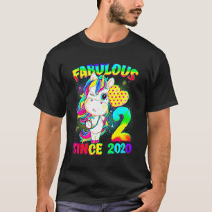 2 år gammal 2:a födelsedagstidningen Unicorn Girl T Shirt