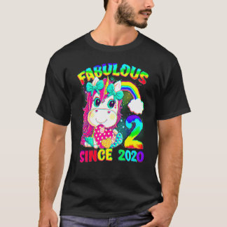 2 år gammal 2:a födelsedagstidningen Unicorn Girl  T Shirt