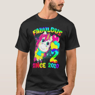 2 år gammal 2:a födelsedagstidningen Unicorn Girl T Shirt