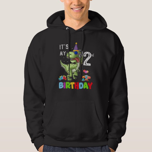 2 år gammal Det är min andra födelsedag Rex Hoodie (Framsida)