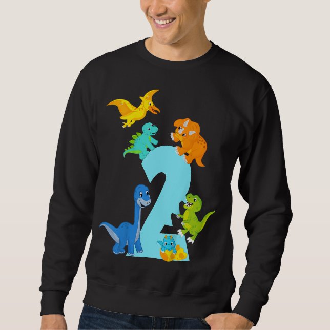 2 år gammal Dinosaur leksak Dino Slogan 2 år Lång Ärmad Tröja (Framsida)