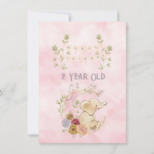 2 år gammal Grattis på födelsedagen elefant Flicka