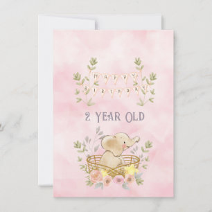 2 år gammal Grattis på födelsedagen elefant Flicka