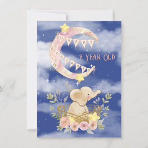 2 år gammal Grattis på födelsedagen elefant Flicka