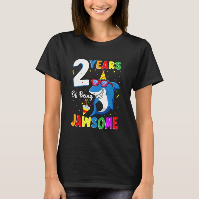 2 år som Jawsome Shark 2:a födelsedagen 2 år T Shirt (Framsida)