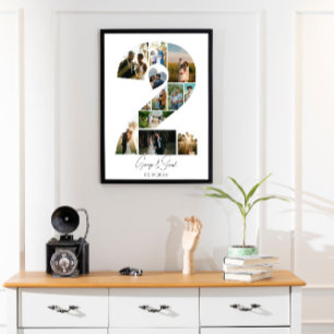 2 år tillsammans med Photo Collage Bröllop-årsdage Poster