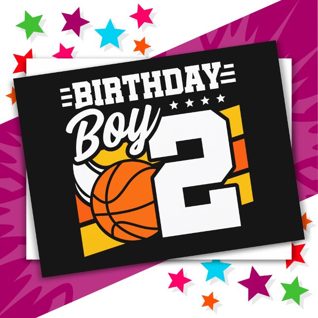 2-årig baskettema för pojke 2-års födelsedag vykort (Skapare uppladdad)