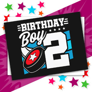 2-årig hockey-festtema 2-års födelsedags-pojke vykort
