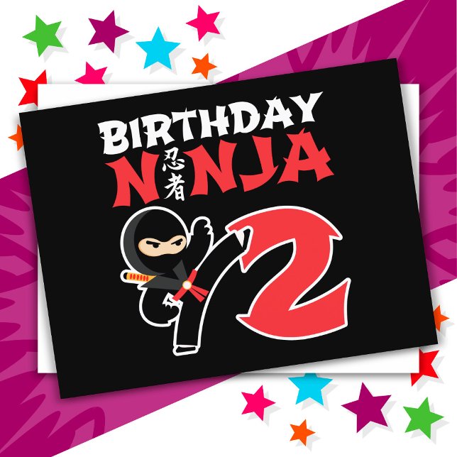 2 Årig Karate Ninja Fest För Barn 2:a Födelsedag Vykort (Skapare uppladdad)